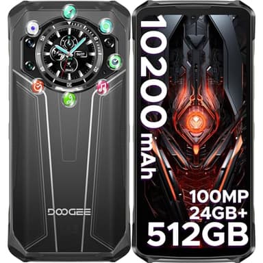 DOOGEE S119 [2025] Movil Irrompible, 20GB RAM+512GB ROM(2TB) 10200mAh/33W 6.72”FHD, 100MP+Pantalla Trasera AMOLED 1.32” Teléfono Movil Indestructible IP68 WIFI6/FACEID/NFC Plata