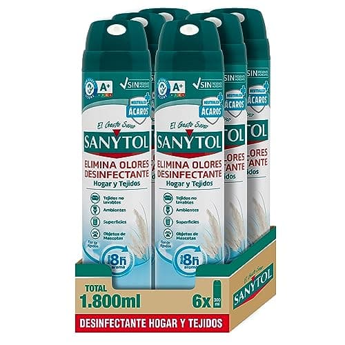 Sanytol - Desinfectante Hogar y Tejidos, Elimina Bacterias, Virus y Hongos Sin Lejía, Flor de Algodón - Pack de 6 x 300 ML = 1,8L