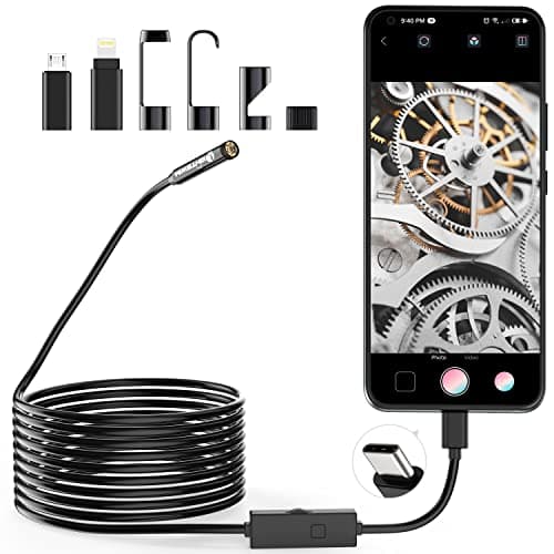 Lightswim Cámara de inspección de Serpiente endoscopio 1920P, boroscopio Tipo C, cámara de Alcance con 8 Luces LED para Android e iOS Smartphone, iPhone, iPad, Samsung (16.5 FT/5M)