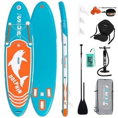 FunWater Tabla de Surf de Remo, Hinchable, Accesorios completos, Ajustable Paddle,Bolsa Impermeable para teléfonos Móviles, Mochila, Aletas, Asiento de Kayak,Bomba, Leash de Seguridad