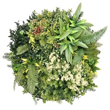 BONERVA | Jardín Vertical Artificial Seychelles | 1 Pieza Circular de 50 cm de diámetro con Marco | Planta Artificial Decorativa para hogar, Oficina, Hotel, Restaurante, etc| MAL1225