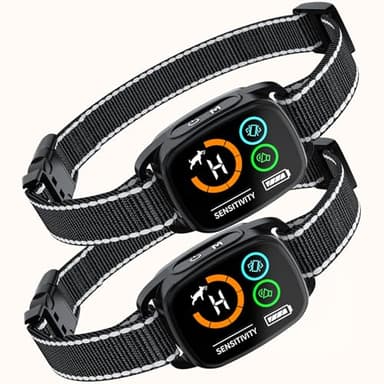 Kit de 2 Collares Antiladridos y Antiaullidos para Perros, Modos Sonido/Vibración/Vibración Fuerte, Detección Inteligente de Aullidos y Ladridos, Recargable, Impermeable IP67