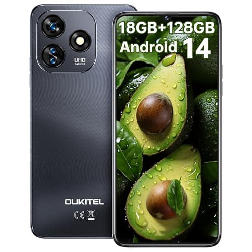OUKITEL C51 Telefonos Moviles Libres - 6.8" Pantalla HD+ 90Hz Teléfonos Inteligentes, 18GB+128GB/1TB Android 13 Smartphone, Batería 5150mAh, Cámara 13MP Movil, 3 Ranuras para Tarjetas/OTG/GPS, Negro