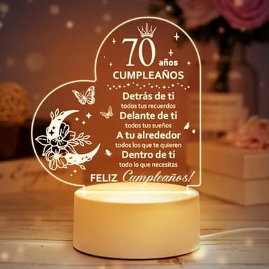 Vetbuosa 70 Cumpleaños Hombre, 70 Cumpleaños Mujer, 70 Cumpleaños Lámpara de noche, Regalos Mujer 70 Años, Regalos Originales de 70 Cumpleaños