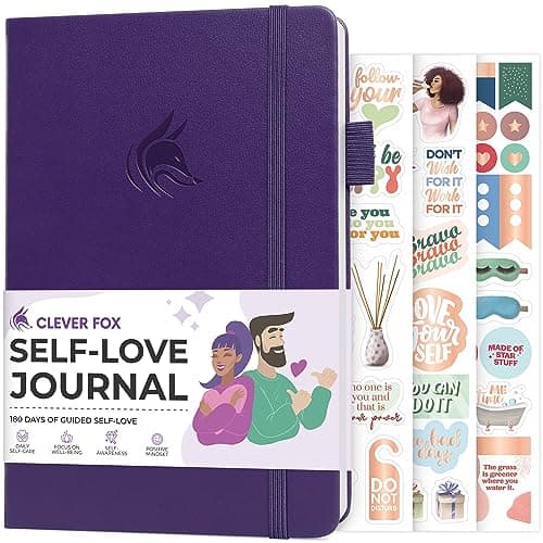 Clever Fox Diario de amor propio: registro de autodescubrimiento guiado para el cuidado personal, reflexión y autoayuda, salud mental, gratitud y atención plena (morado)