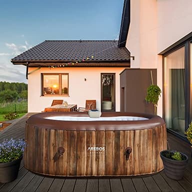 Arebos Whirlpool | SPA Hinchable | Interior y Exterior | 190x120 cm Ovalado | 2 Personas | 90 chorros de Masaje | con calefacción | 550 litros | Incl. Cubierta | Bubble SPA & Wellness Massage