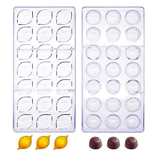Molde para Bombones,RoadLoo 2 PiezasTransparente Molde de Chocolate Tridimensional Molde Transparente de 21 Agujeros Plástico Molde Chocolate de Policarbonato para DIY Jalea Dulce Bandeja Herramienta