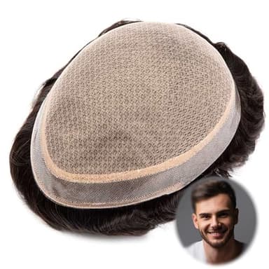 Toupee Diamond-Lace Base+PU inyectado alrededor de la unidad del sistema capilar de prótesis de cabello humano 100% natural (8 * 10inch)