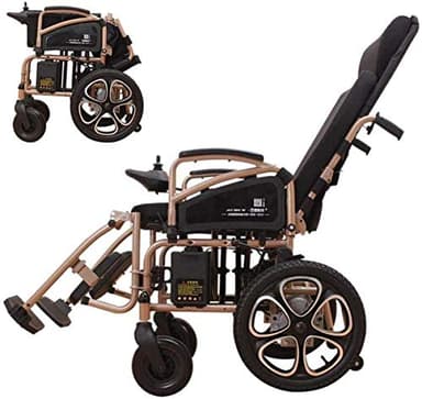 Silla de ruedas eléctrica plegable y liviana Silla de ruedas eléctrica plegable, liviana y completamente reclinada, scooter de cuatro ruedas automático de aleación de aluminio para personas mayores,
