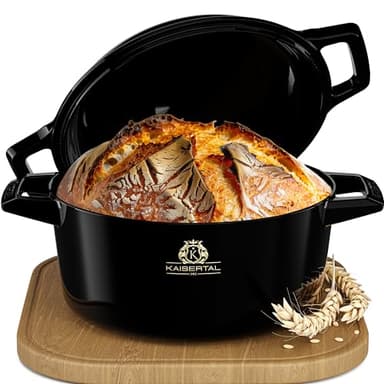 Kaisertal - Olla de hierro fundido para pan y fermentación (26 cm, con tapa, 4,7 L, esmaltada)