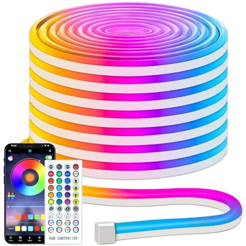 CCILAND 15 m RGB Neon LED Strip, tira de LED de neón multicolor flexible, control con app/control remoto, IP67 LED Neon Rope Light para juegos dormitorio decoración interior y exterior