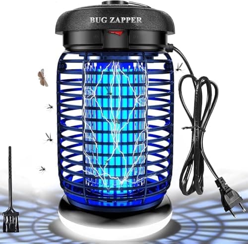 WUEAOA Lampara antimosquitos Exterior con LED Lampara, Mata Mosquitos electrico 4200V+15W UV Lámpara, Lampara Mosquitos, No tóxico e Inodoro, IPX4, Atrapa eficazmente Mosquitos, Moscas y Polilla