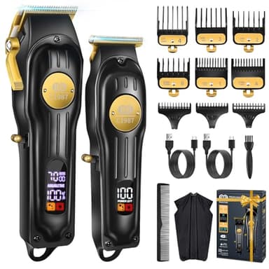 CIICII Maquina de Cortar Pelo Hombre y Recortadora de Barba, Profesional Inalámbrico Maquina Cortar pelo Cortar el Pelo (USB Recargable Maquinilla Pelo Barba) Cortapelos Hombre Salón Belleza Casero