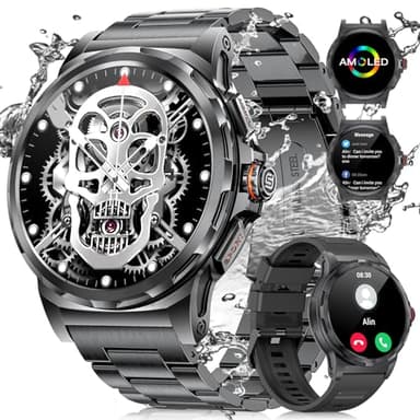 LIGE Reloj Inteligente Hombres para Android iOS, 1,43'' Smartwatch Hombre con Frecuencia Cardíaca, SpO2, Monitor de Sueño, 120+ Modos Deportivos, 5ATM Impermeable Reloj Inteligente para Android iOS