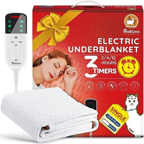 Calientacamas, Calefacción bajo la cama, 150 x 80 cm desconexión automática, Calienta Camas, Manta Eléctrica con temporizadores de 12 horas y 3 ajustes de calor, protección contra sobrecalentamiento