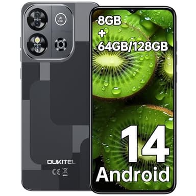 OUKITEL C57S Telefonos Moviles Libres - Moviles Android 14 6.52" Pantalla HD+ Telefono Movil Inteligentes Smartphone 8GB RAM + 64GB ROM/128 GB 4300mAh Cámara 13MP Dual 4G SIM Face ID
