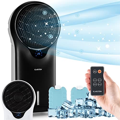 Klarstein Aire Acondicionado Portatil 3 en 1, Climatizador de Aire 90 W Silencioso, Pinguino Modo Noche con Humidificador y Ventilador, Aparato de Aire con Depósito 5,5L con App, Flujo 1600m³/h