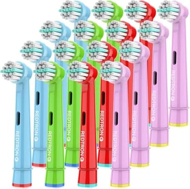 REDTRON Cabezal de cepillo eléctrico infantil son compatible con Oral B, Cerdas Suaves Cabezales para Cepillos para dientes y encías sensibles（Paquete de 16）