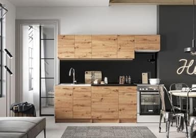 Genérico Muebles de Cocina Completa Color Roble Artisan 180 y 240 cms Encimera incluida ref-24