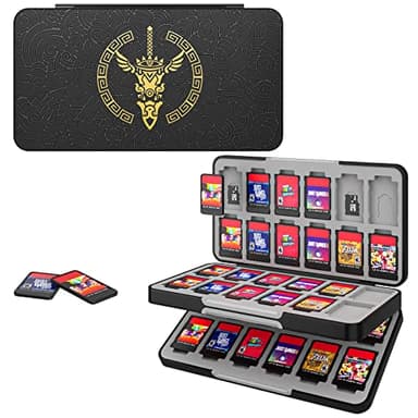 MoKo Funda de Switch Tarjetas para The Legend of Zelda: Tears of The Kingdom, Compatible con Nintendo Switch OLED/Switch/Switch Lite, Organizador de 48 Tarjetas Juego 24 SD Impermeable Estuche, Negro