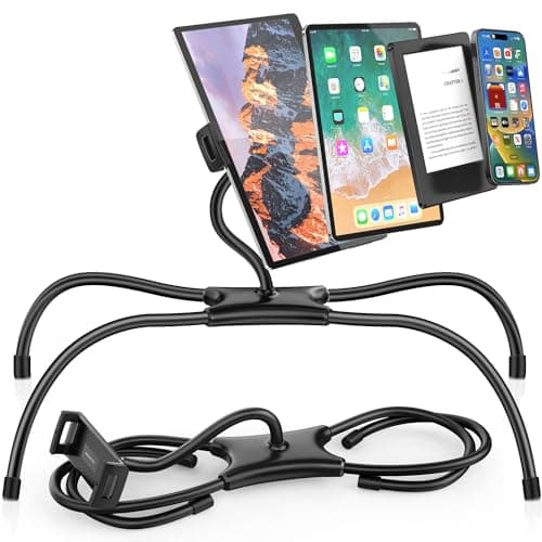 AboveTEK Soporte de iPad para Cama: Soporte de Cama Ajustable para Tabletas, Soporte Kindle Manos Libres de 360° para Leer en la Cama, Compatible con Tabletas/Teléfonos de 4,7" a 15,6"