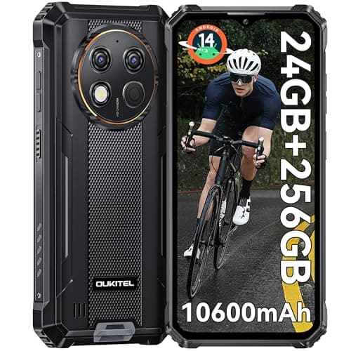 OUKITEL G1 Android 14 Móvil Rugerizado - 24GB RAM+256GB ROM(TF 1TB) Móvil Irrompible, Batería 10600mAh, 6.52'' HD+ IPS Teléfono Movil, Cámara 48MP+5MP, 95dB Altavoz, Dual 4G SIM/NFC/OTG/GPS/Face ID