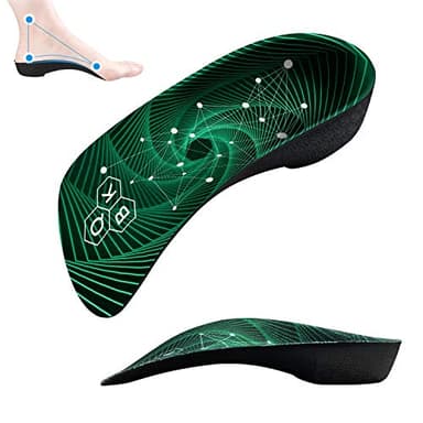 QBK Plantillas Ortopedicas para Fascitis Plantar 3/4 Soporte Arco Alto Plantilla Fascitis Plantar Plantillas Diseñado para Pies Planos Dolor de Talón Alivio del Dolor de Pie, M