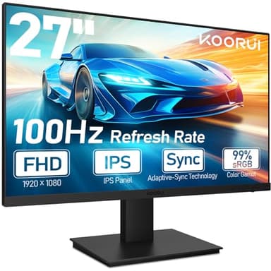KOORUI 27 Pulgadas PC Monitor, 100Hz Full HD (1920 x 1080) Gaming Monitores con Altavoces Incorporados, HDMI, Pantalla IPS, Inclinación Ajustable, Protección Ocular, Soporte de Pared VESA