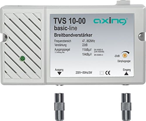 Axing Amplificador TVS 10-00 de banda ancha para TV por cable o antenas DVB-T2 HD FM DAB+