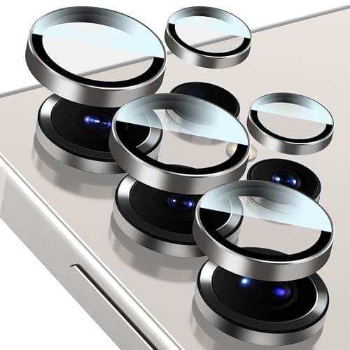 AIDOWU para Samsung Galaxy S25 Ultra Protector Lentes Cámara Aleación Aluminio,Pegarse Firmemente,AR Antireflejo,Píxeles Sin Pérdida Cristal Templado Cámara,Titanio naturaleza