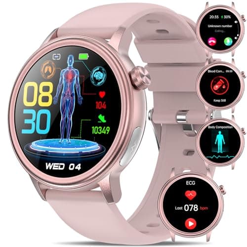 YYKY 2025 ECG Reloj Inteligente con Ácido Úrico/Lípidos, 1.39" Reloj Medidor 𝗚𝗹𝘂𝗰𝗼𝘀𝗮 con Detección de BMI/Fatiga/Emociones, 24/7 Presión Arterial, Temperatura Corporal, Sueño Pulsera Actividad
