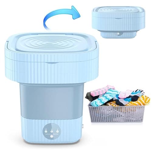 Mini lavadora, Tina de Lavandería Plegable de 10L, Lavadora Pequeña para Ropa de Bebé, Ropa Interior o Artículos Pequeños, Dormitorio, Camping, Lavandería de Viaje RV- Elección de Regalo, Azul