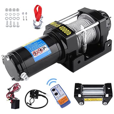 Cabrestante eléctrico de 12 V, 4000 lb/1800 kg, cabrestante eléctrico, cabrestante eléctrico con mando a distancia, 15 m, cabrestante de cuerda para coche, yate, camión remolque