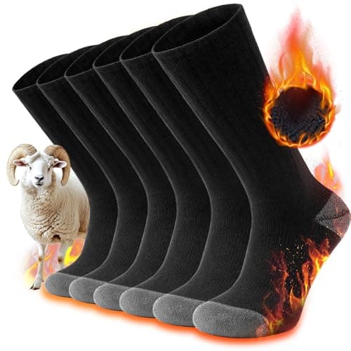 TANSTC Calcetines Deporte Hombre 47-50 Calcetines Mujer Lana Merino, Calcetines Termicos Invierno, Clásicos, Traspirables, Trekking, Esquiar, Trabajo, Senderismo, Negro 3 Pares