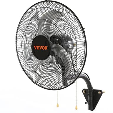 VEVOR Ventilador de Montaje en Pared, 44,45 cm, 3 Velocidades de Alta Velocidad Máx. Ventilador de Pared Industrial Oscilante de 4000 CFM, Comercial o Residencial para Almacén, Invernadero, Negro
