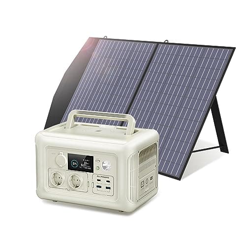 ALLPOWERS Generador solar R600, 2 x 600 W (pico de 1200 W), salida CA, batería LiFePO4 de 299 WH, estación de energía portátil con panel solar de 100 W, fuente de alimentación móvil para jardín,