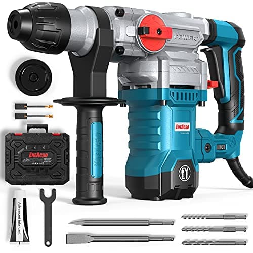ENEACRO Martillo Perforador 1500W, 6J Energía de Impacto, 6 Velocidades，SDS Plus Mandril, 4 Funciones con Embrague de Seguridad& Control de Vibración Incluyendo Cinceles y Brocas con Caja Azul