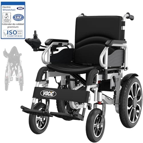 VOCIC V56 Silla de ruedas electrica plegable ligera 150KG,30KM silla ruedas electrico con neumáticos de goma 40CM para todos los terrenos,Estable y fuerte,Aprobado por la aerolínea|Garantía de 5 años