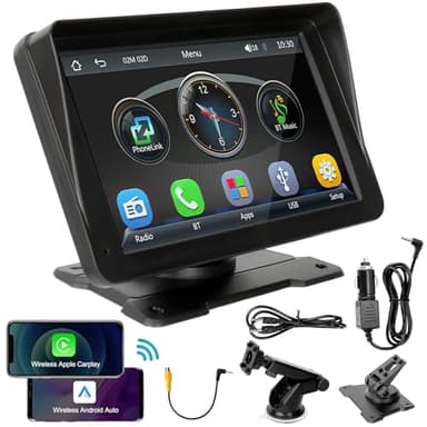 Pantalla táctil para coche con pantalla táctil de 7 pulgadas con navegación en directo, reproducción de música, control de voz, compatible con manos libres Bluetooth, para uso en todos los vehículos