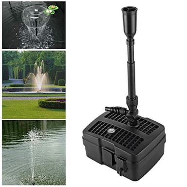 Forever Speed - Bomba para estanque 4 en 1 con filtro, 5 W clarificador UV, 1000 l/h, con cable de alimentación de 10 m para diseño de fuentes de jardín Negro