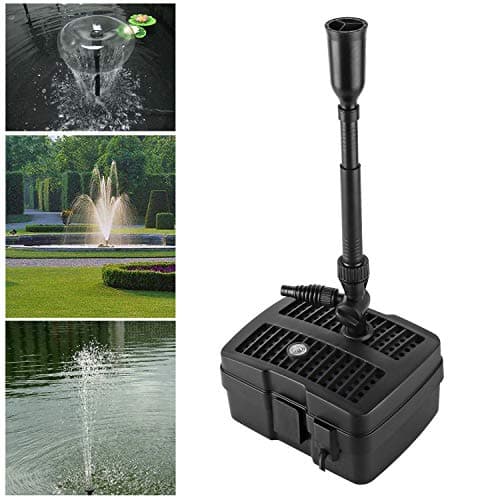 Forever Speed - Bomba para estanque 4 en 1 con filtro, 5 W clarificador UV, 1000 l/h, con cable de alimentación de 10 m para diseño de fuentes de jardín Negro