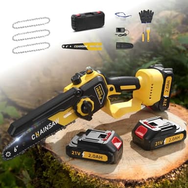 Mini Motosierra Bateria 6 Pulgadas, 1000W Motor Sin Escobillas Motosierra Eléctrica, 4000mAh Motosierra de Mano, Minimotosierras de Batería para Jardinería, Compatible con las Baterías de Makita