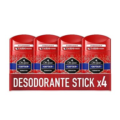 Old Spice Captain Desodorante En Barra Para Hombres, Pack De 4 Uds De 50 ml (Total 200 ml)