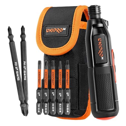 Dnipro-M CSD-36X Destornillador Electrico, Mini Destornillador Eléctrico con maletín de 3,6V, 850mAh, 280 RPM, Luz LED y Set de Puntas, Cable USB Tipo C