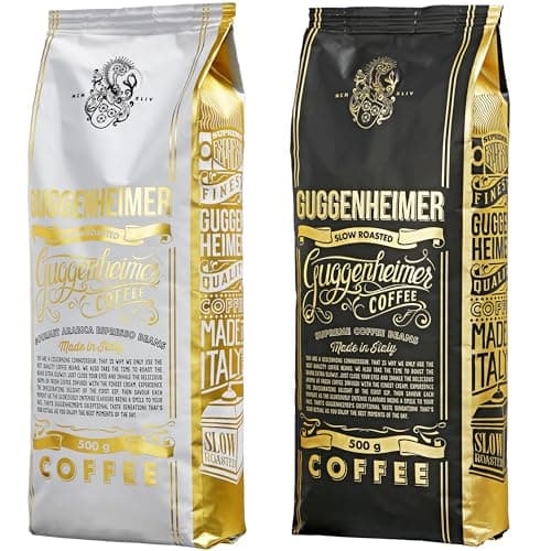Guggenheimer Set Café en Grano Natural de Degustación 1 kg - Cafe en Grano Arabica Gourmet 500 g + Cafe Grano Supreme 500 g - Máquinas Automáticas