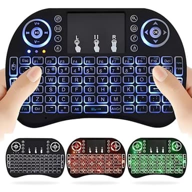 Mini teclado inalámbrico con mando a distancia Touchpad Mouse Combo Controlador con retroiluminación RGB para Android TV Box Smart TV con OS + USB PC Ordenador portátil Ventana OS HTPC Home Theater PC