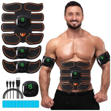 Electroestimulador Muscular, EMS Abdominales Cinturón, Estimulador Muscular Abdominales, Masajeador Eléctrico Cinturón con USB Recargable, Ejercitador del Abdomen/Brazo/Piernas/Cintura