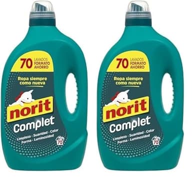 Norit Complet - Detergente Líquido para Toda la Ropa, Máxima Limpieza y Luminosidad, Cuida y Suaviza el Tejido, Mantiene Aspecto, Forma y Color Tras Lavado, 70 Lavados - 3500 ml (Paquete de 2)