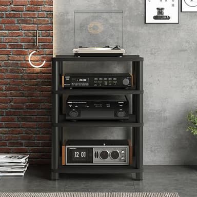 Soporte De Exhibición De Audio,Moderno Estante Almacenamiento Componentes Estéreo,Gabinete Estéreo Hifi,Mueble Equipo Hifi,Soporte Hifi,Gabinete De Almacenamiento De Medios,Mueble Tocadiscos(Black,H88