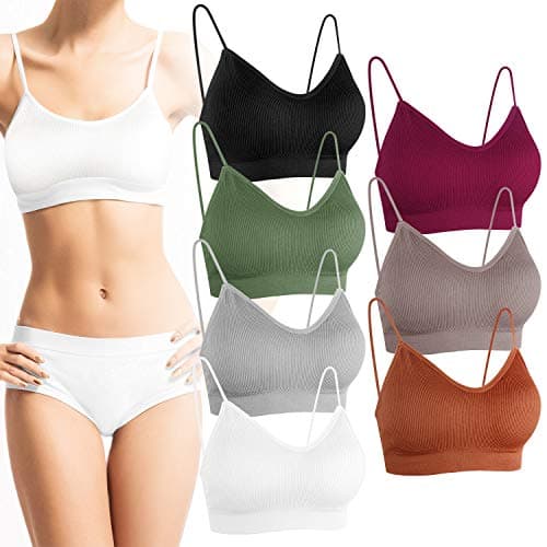 PLULON 7 Piezas Sujetadores Deportivos sin Aros para Mujer Sujetador Deportivo Mujer Push Up con Almohadillas Extraíbles (7 Colors, S-M)